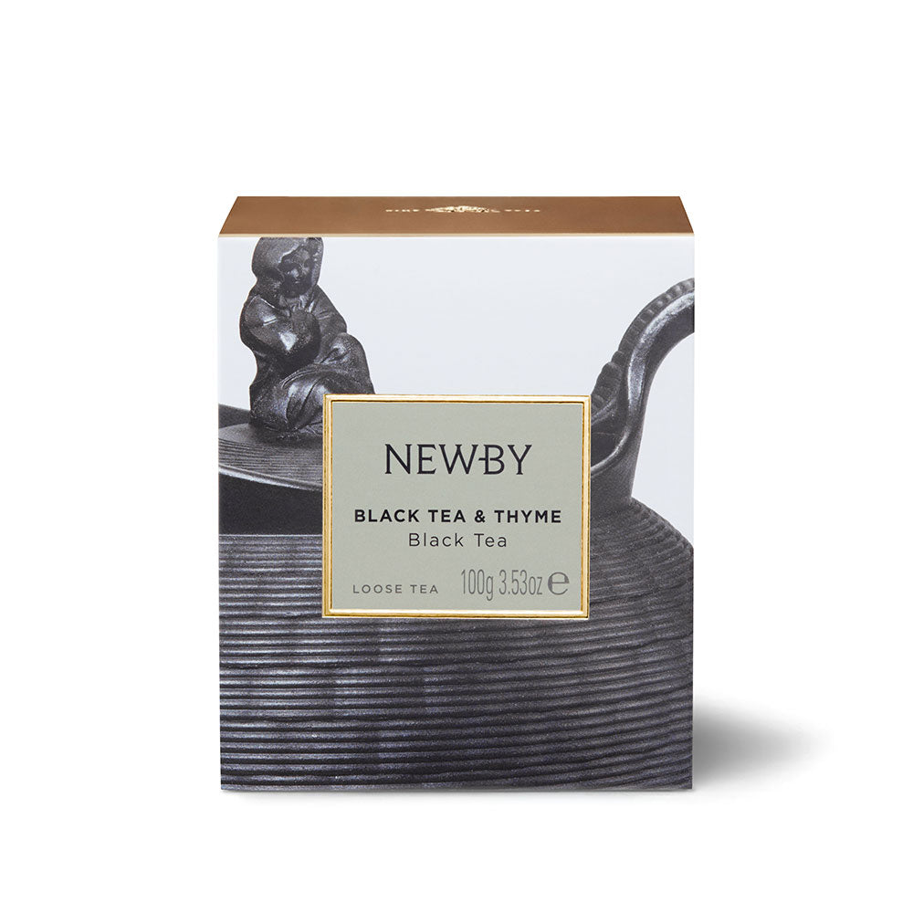 Black Tea & Thyme — Heritage carton 100 g, front