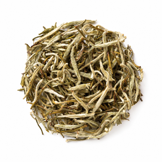 Silver Needle white tea — dry leaves.